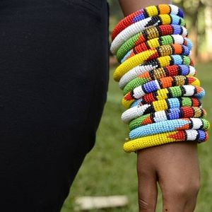 Handmade Multi-color ethnic seed bead bracelet set